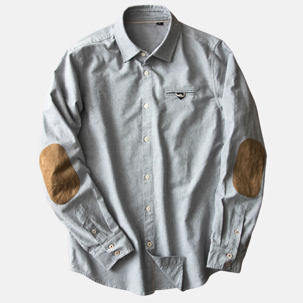 Men's Button Up Shirt Elbow Patches Chest Loop Detail 2