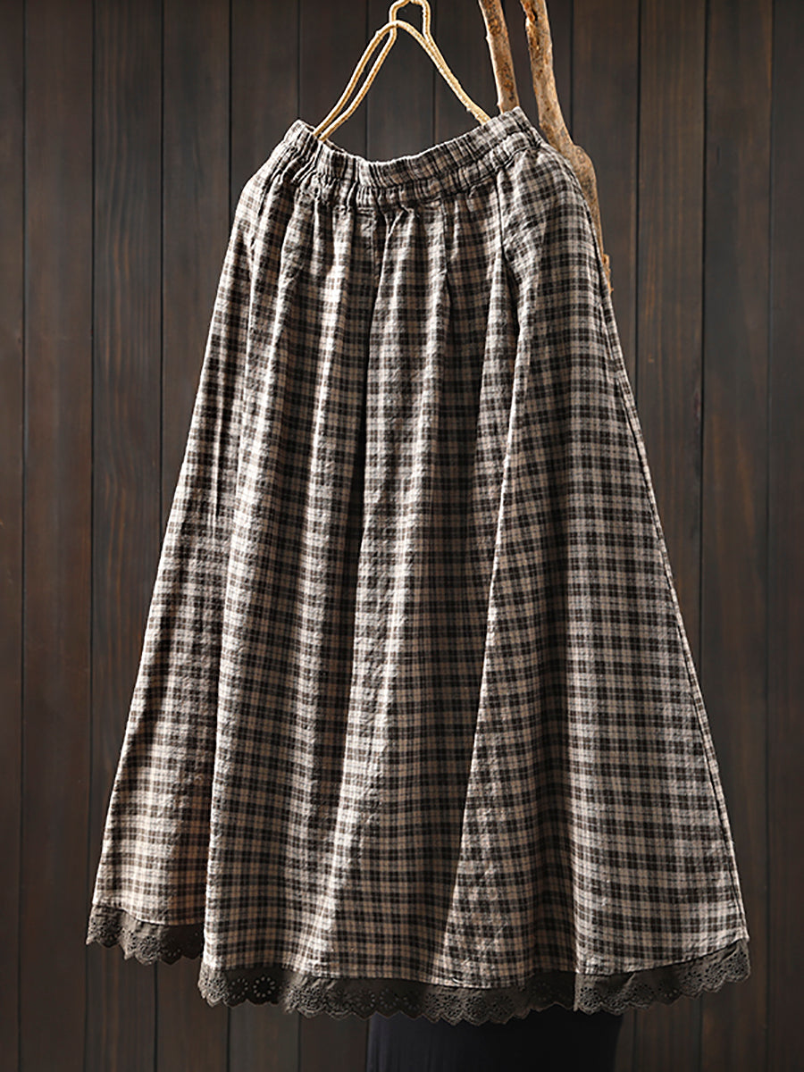 Women's Plaid Skirt | A-Line & Elastic Waist 2