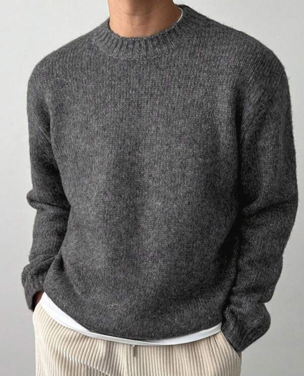 Men's Knit Sweater | Thick-Gauge Texture & Ribbed Crewneck 2