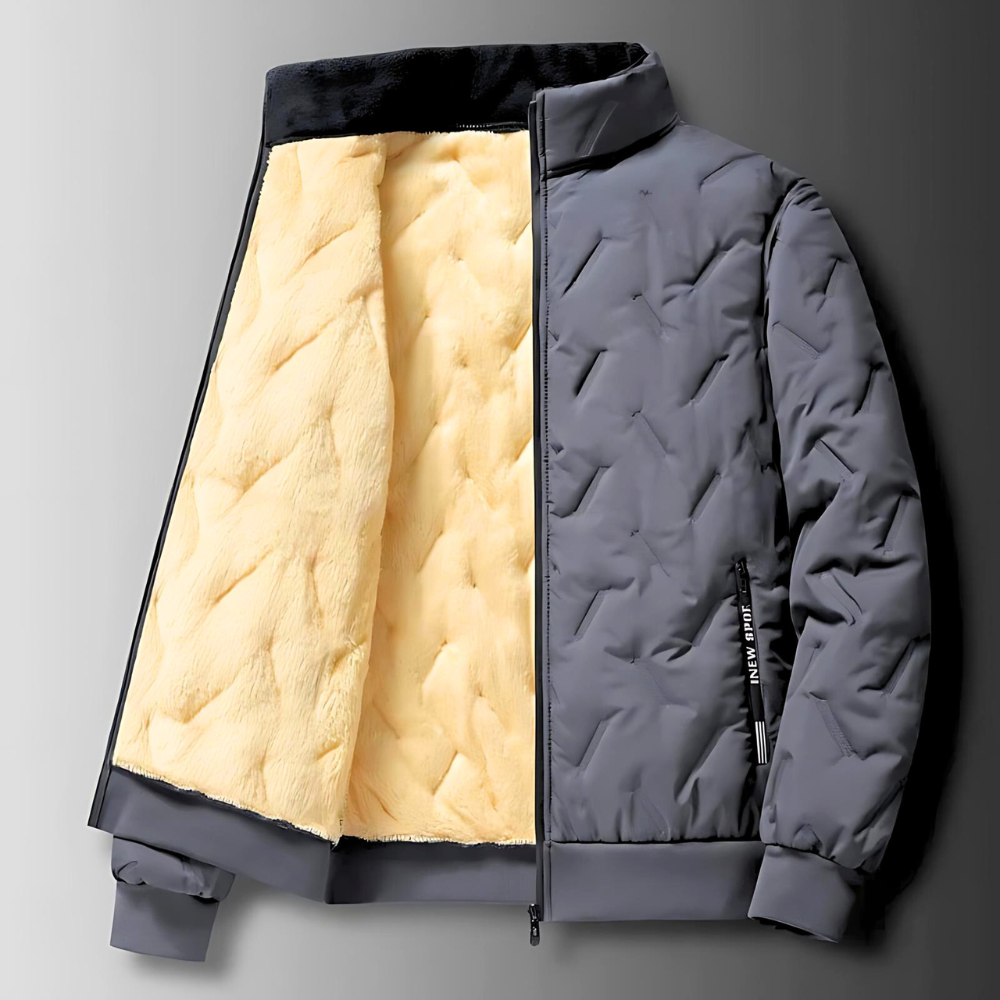 Men's High Collar Winter Jacket Ribbed Cuff Warm Coat 2