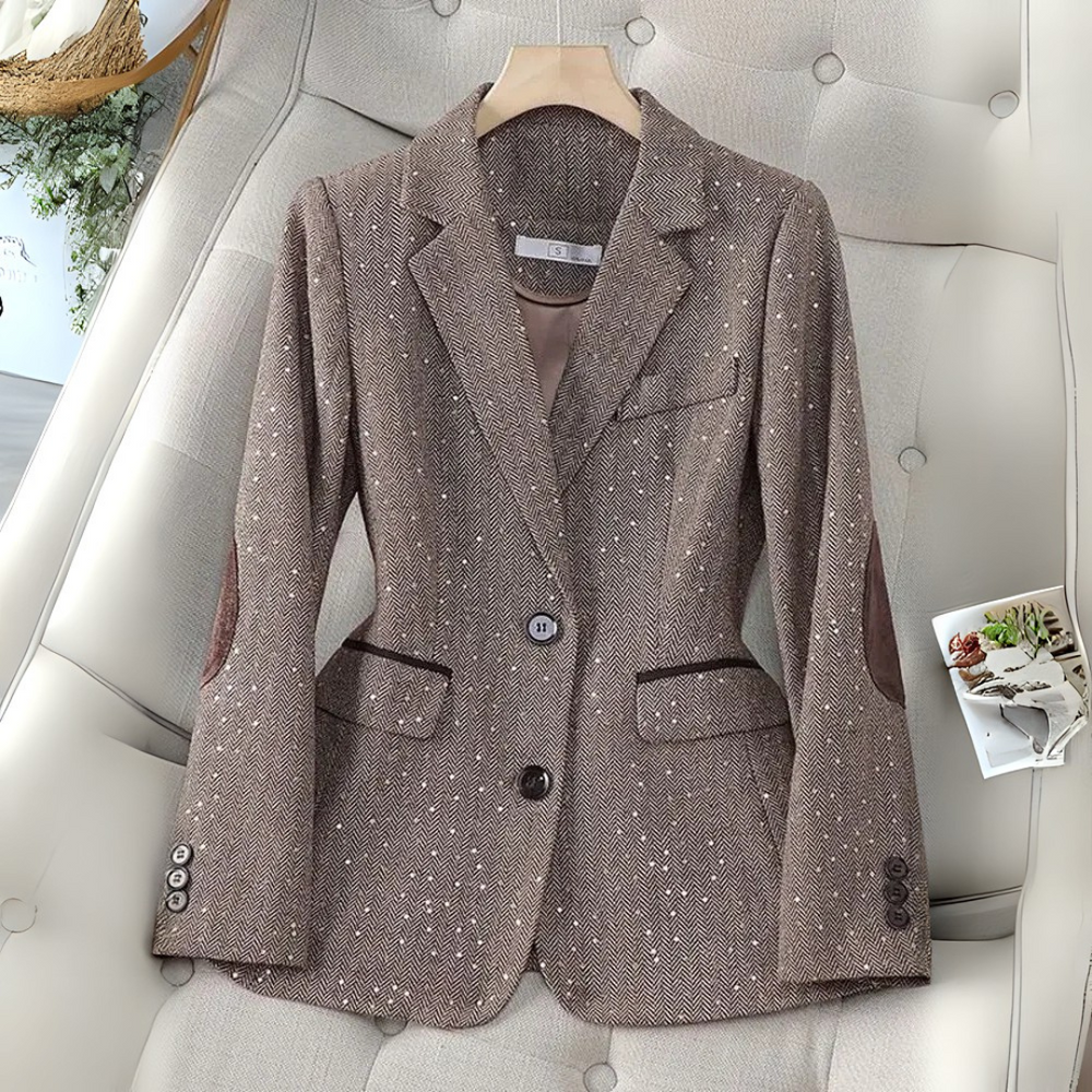Women's Textured Blazer Tailored Fit Elbow Patches 2