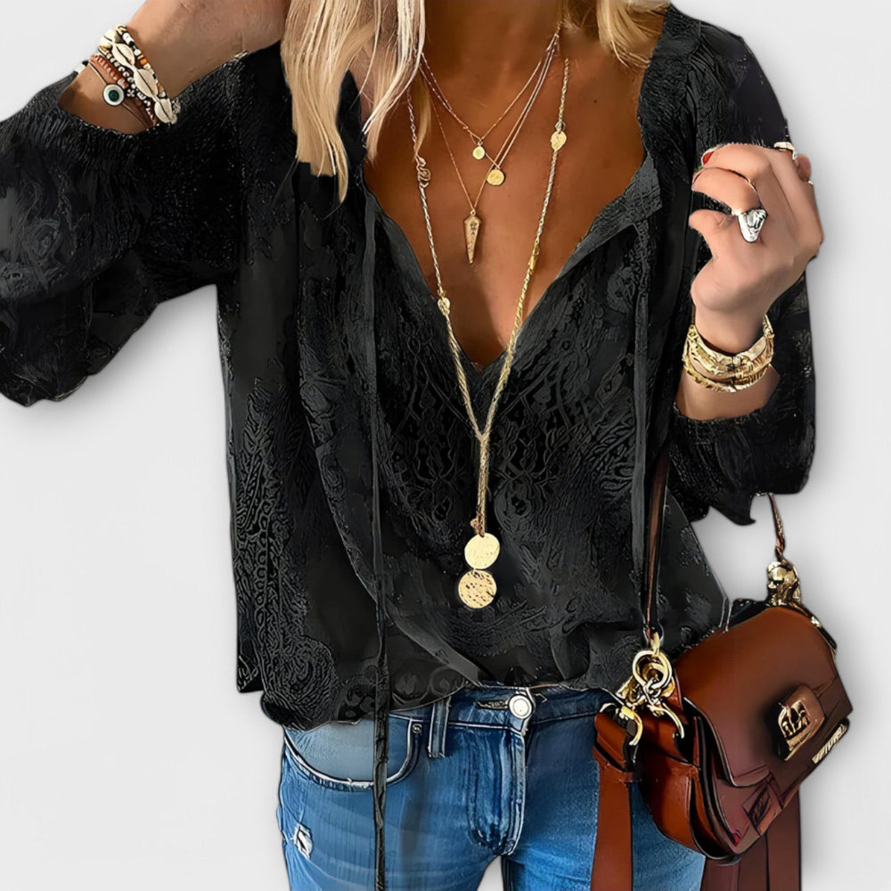 Women's Lace Blouse | Tie-Neck & Flowing Fit 2