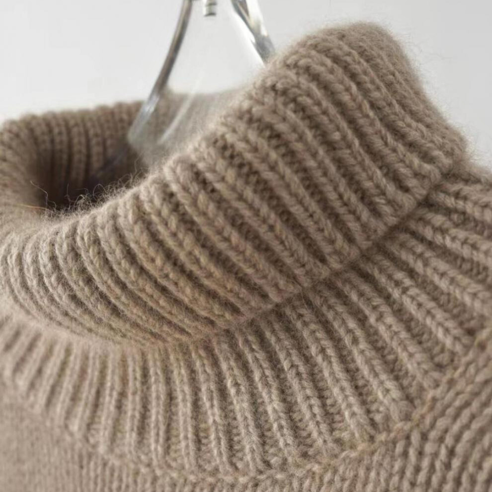 Women's Turtleneck Jumper Ribbed Knit Sweater Dropped Shoulder 2