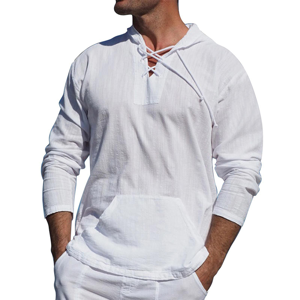 Jean | Sweat à capuche homme à lacets et manches longues - Image 2