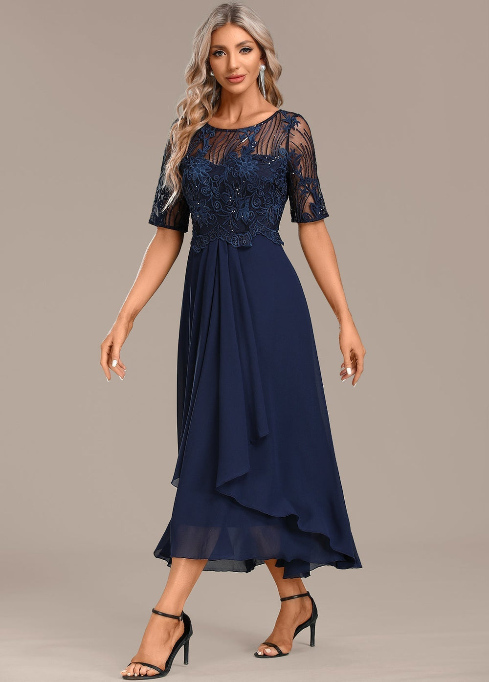 Women's Lace Dress | Round Neck Short Sleeve 2
