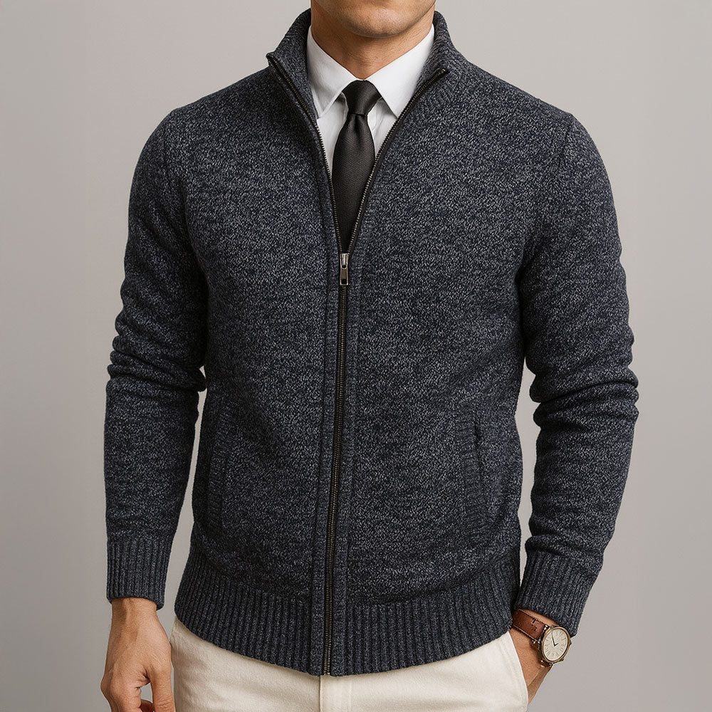 Men's Cardigan | Zip Front & Raised Collar 2