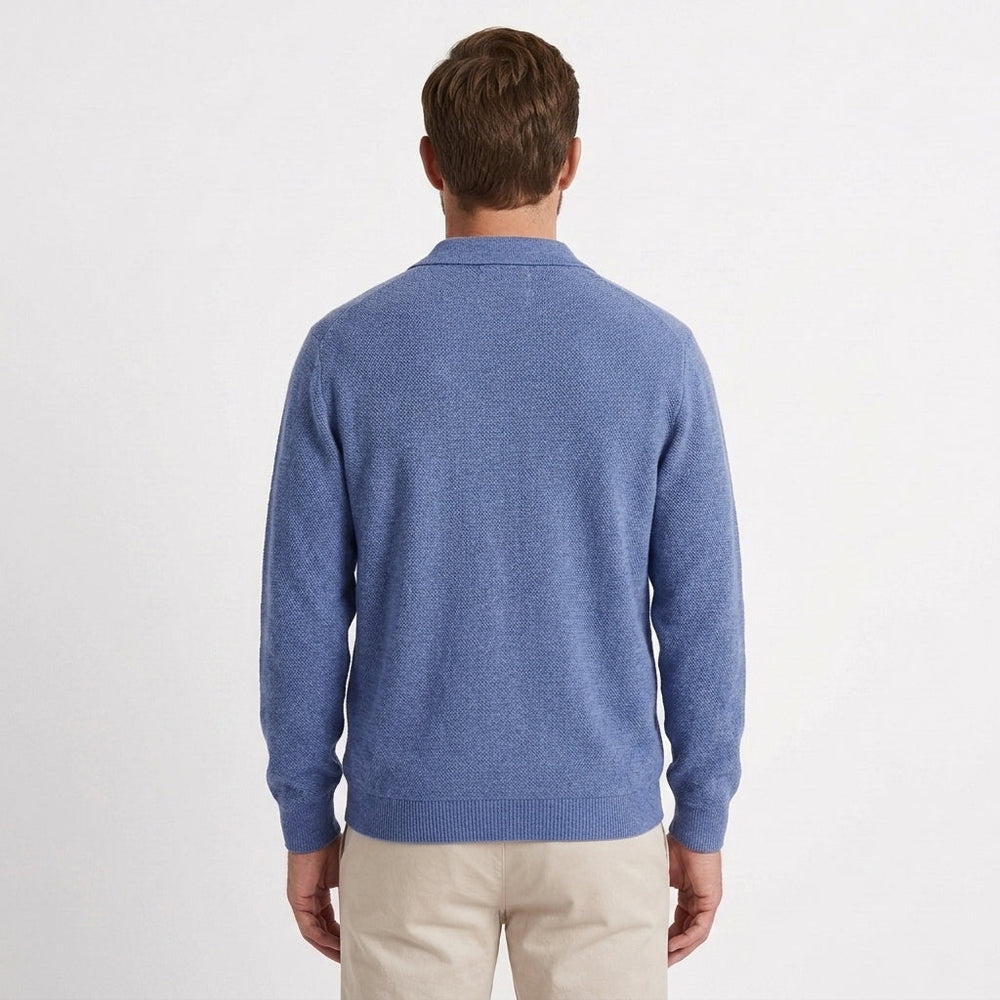 Men's Collared Cardigan | Button-Front & Ribbed Trim 2