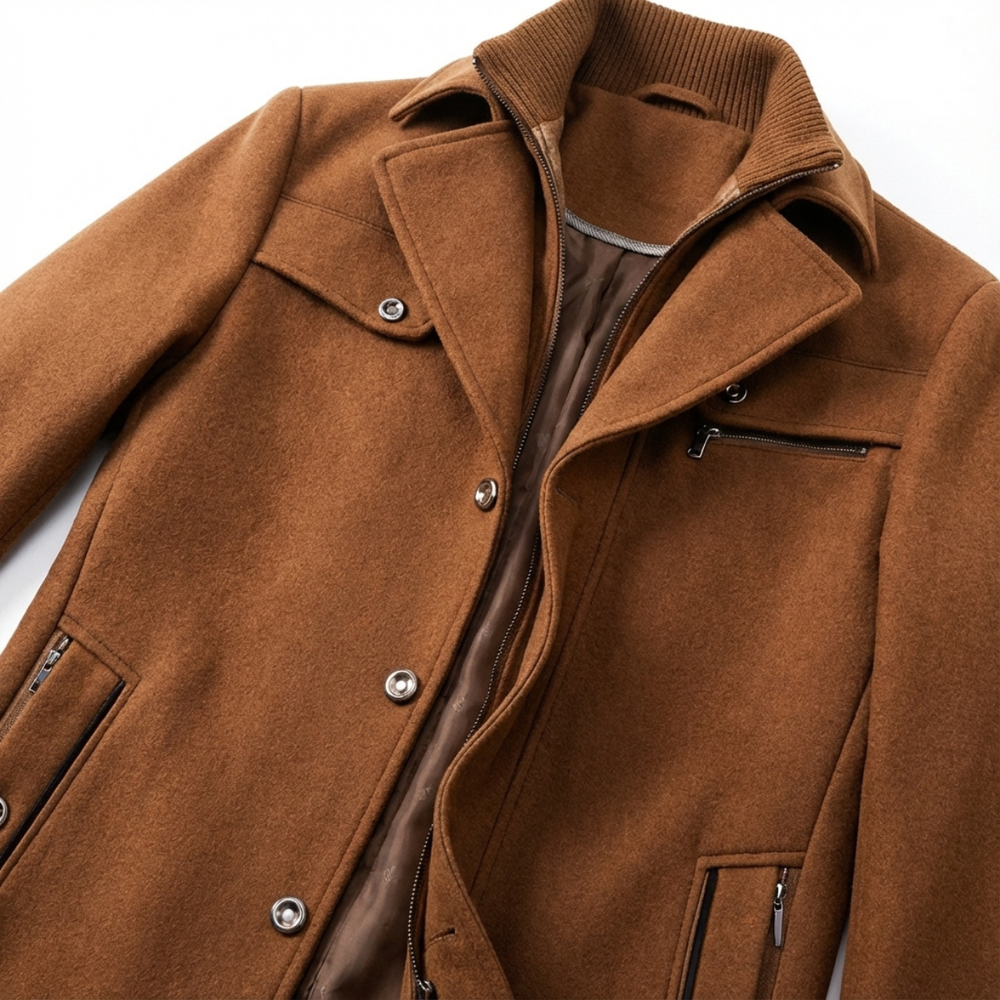 Women's Ribbed Stand Collar Coat Button Up Winter Jacket 2