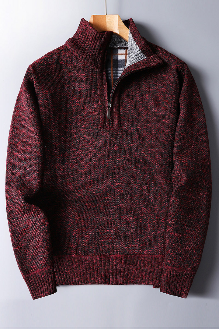 Pierre | Pull Homme Maille Côtelée Demi-Zip - Image 2