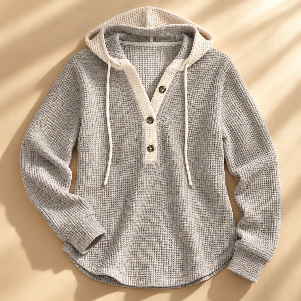 Men's Waffle Henley Hoodie | Warm & Relaxed Fit 2