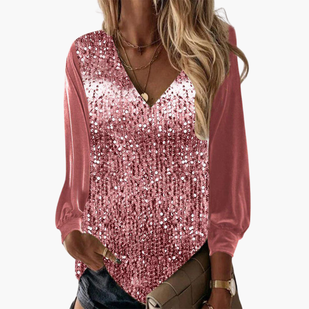 Ava | Glamorous Long Sleeve Sequin Blouse for Women