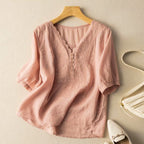 Blouse Women | Embroidered V-Neck & Relaxed Everyday Fit