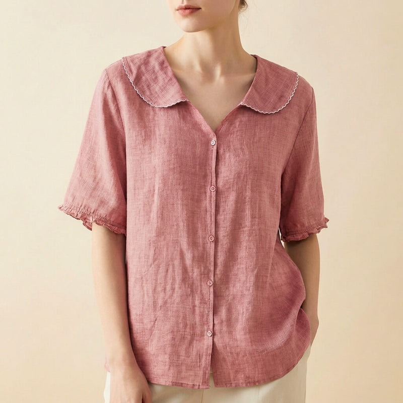 Blouse Women | Peter Pan Collar &amp; Relaxed Summer Fit