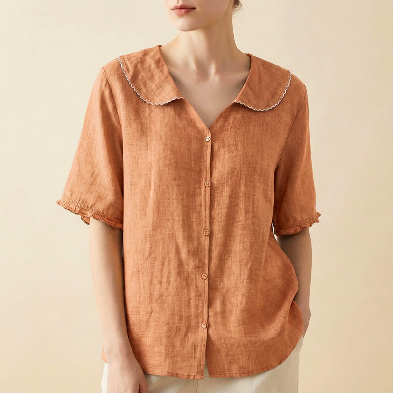 Blouse Women | Peter Pan Collar &amp; Relaxed Summer Fit