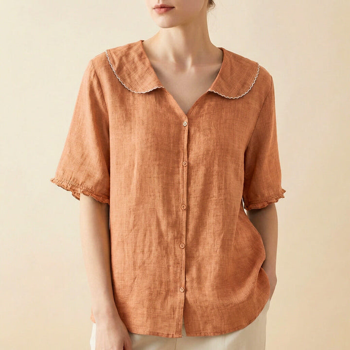 Blouse Women | Peter Pan Collar &amp; Relaxed Summer Fit