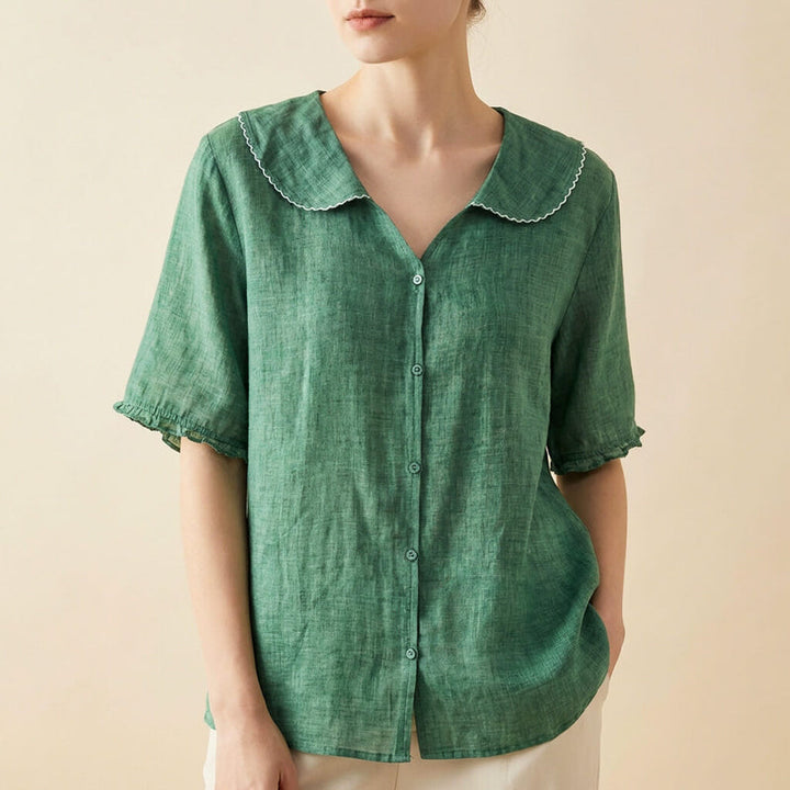 Blouse Women | Peter Pan Collar &amp; Relaxed Summer Fit