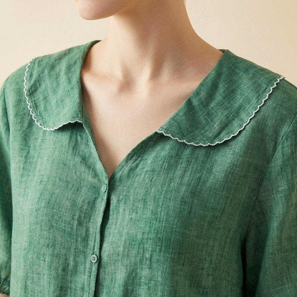 Blouse Women | Peter Pan Collar &amp; Ruffle Sleeve Button-Front