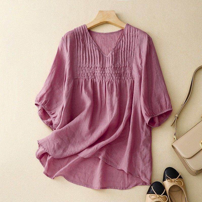 Blouse Women | Pintuck V-Neck &amp; Smocked Waist Summer Design