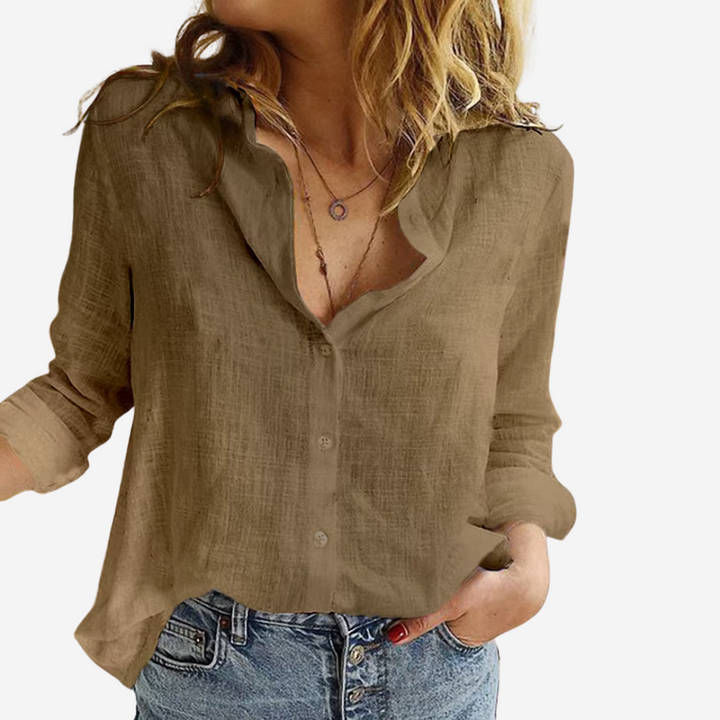 Blouse Women | Relaxed Fit &amp; Classic Collar Long Sleeve Style