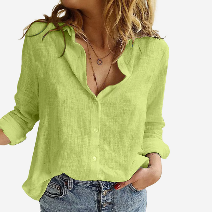 Blouse Women | Relaxed Fit &amp; Classic Collar Long Sleeve Style