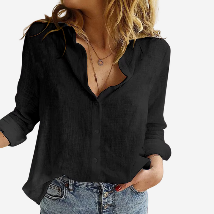 Blouse Women | Relaxed Fit &amp; Classic Collar Long Sleeve Style