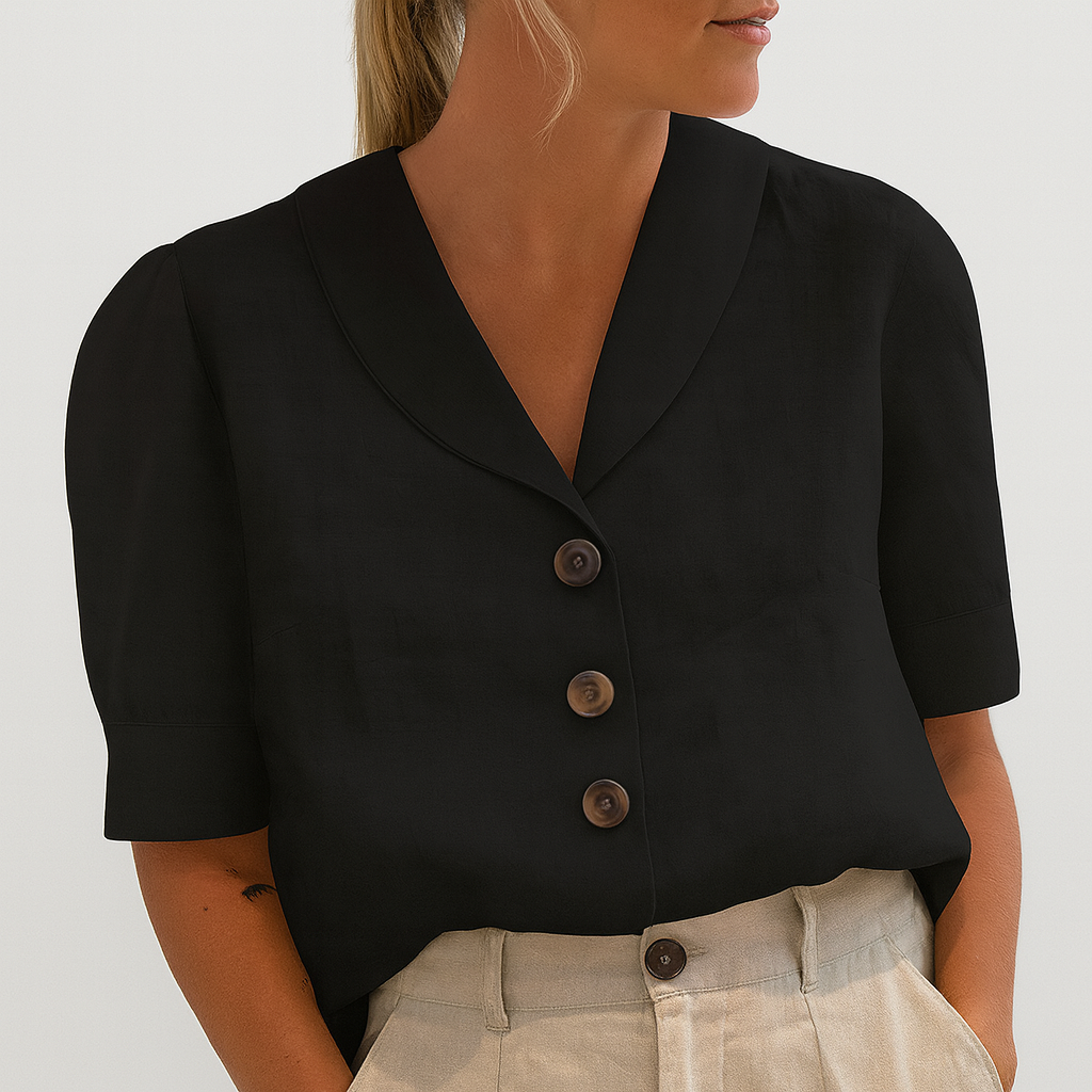 Blouse Women | V-Neck Button-Front & Smart Casual Short Sleeve