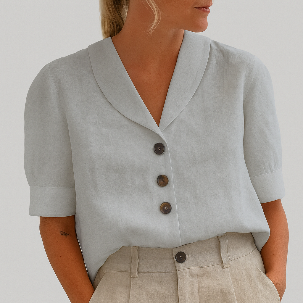 Blouse Women | V-Neck Button-Front & Smart Casual Short Sleeve