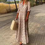 Boho Maxi Dress Women's | All-Over Print & Tiered Flowing Skirt