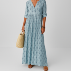 Boho Maxi Dress Women's | All-Over Print & Tiered Flowing Skirt