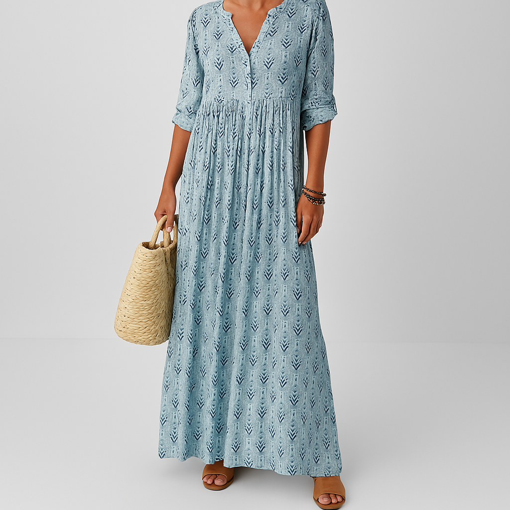 Boho Maxi Dress Women's | All-Over Print & Tiered Flowing Skirt