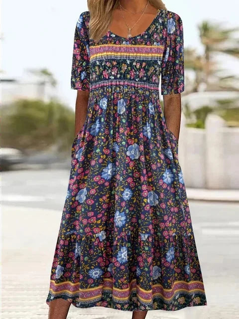 Boho Midi Dress Women&