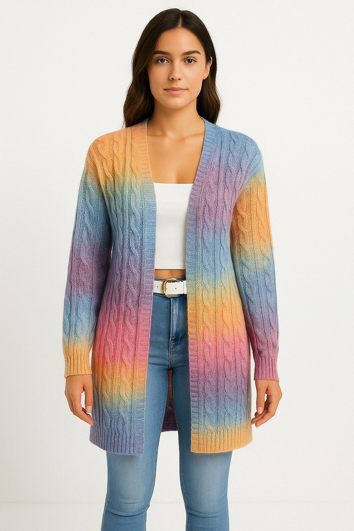 Tatiana | Cardigan Femme Ouvert Devant Tricot Câbles - Image 3