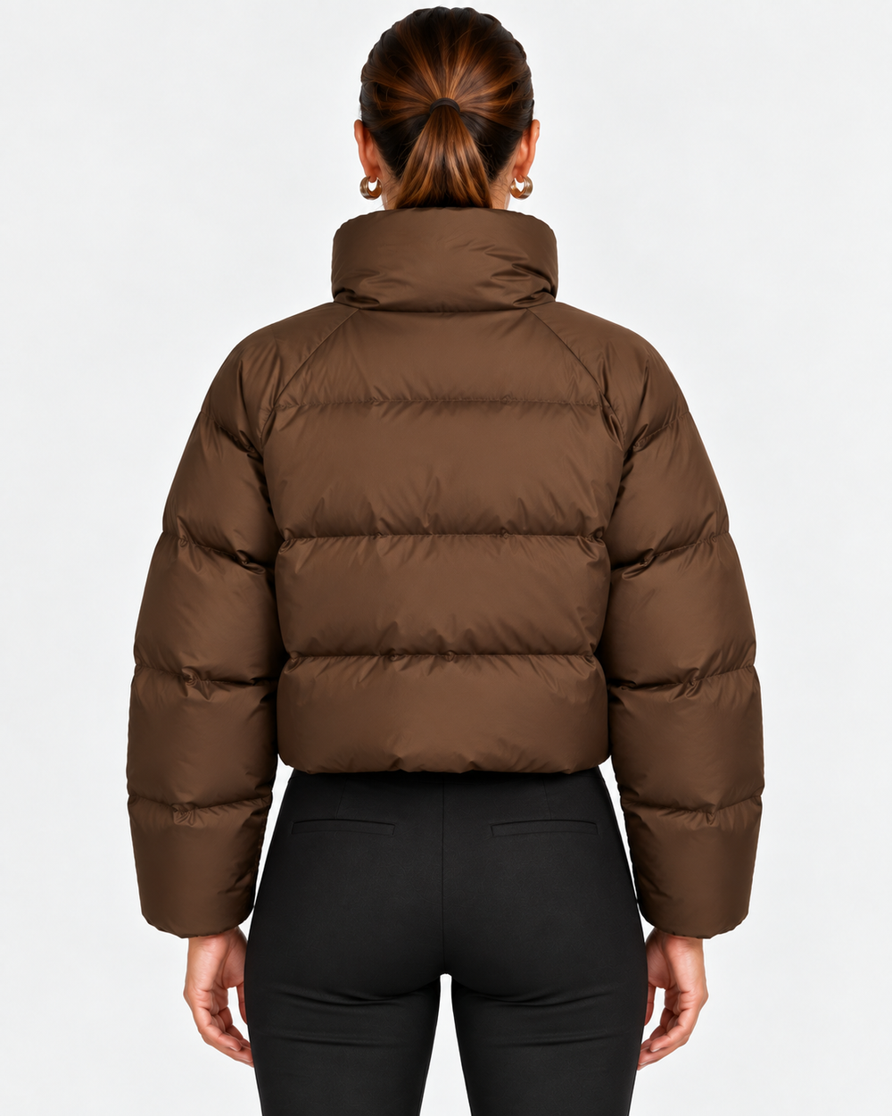 Women's Cropped Puffer Jacket | High Stand Collar & Lightweight Warmth 2