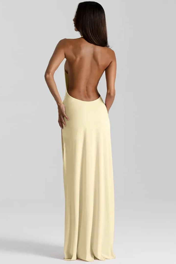 Ella | Elegant Black Maxi Dress with High Side Slit
