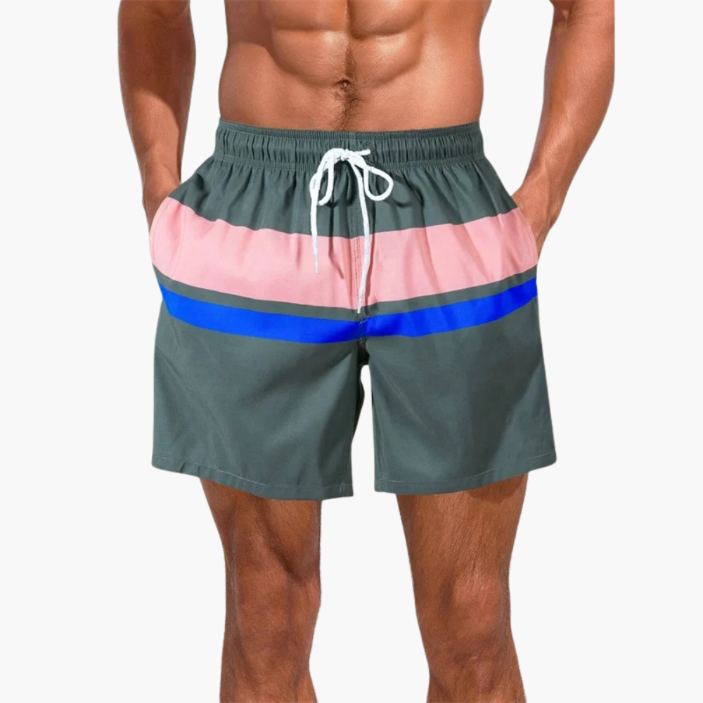 Ethan | Modern Striped Men's Swim Shorts for Beach and Pool