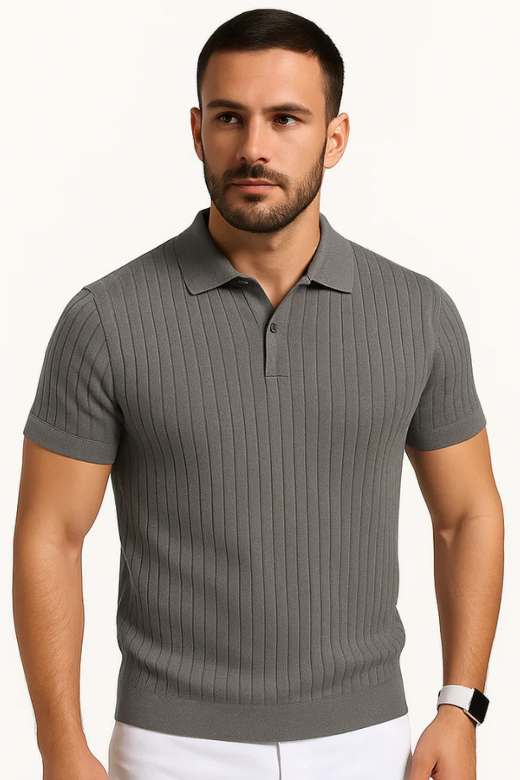 Ethan | Stylish Ribbed Muscle Fit Mens Polo Shirt
