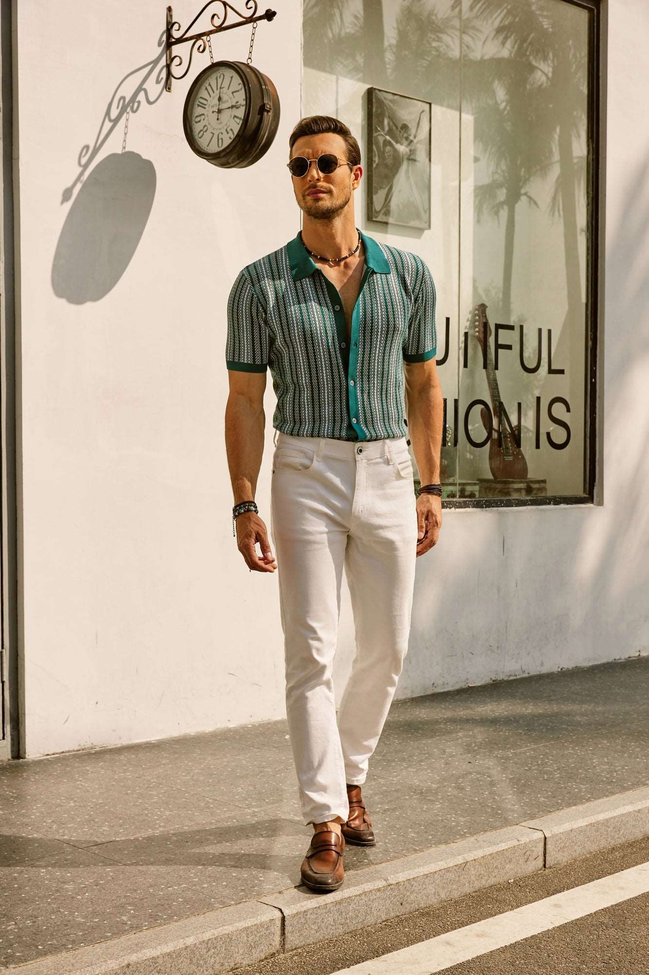 Ethan | Stylish Vintage Striped Mens Polo Shirt