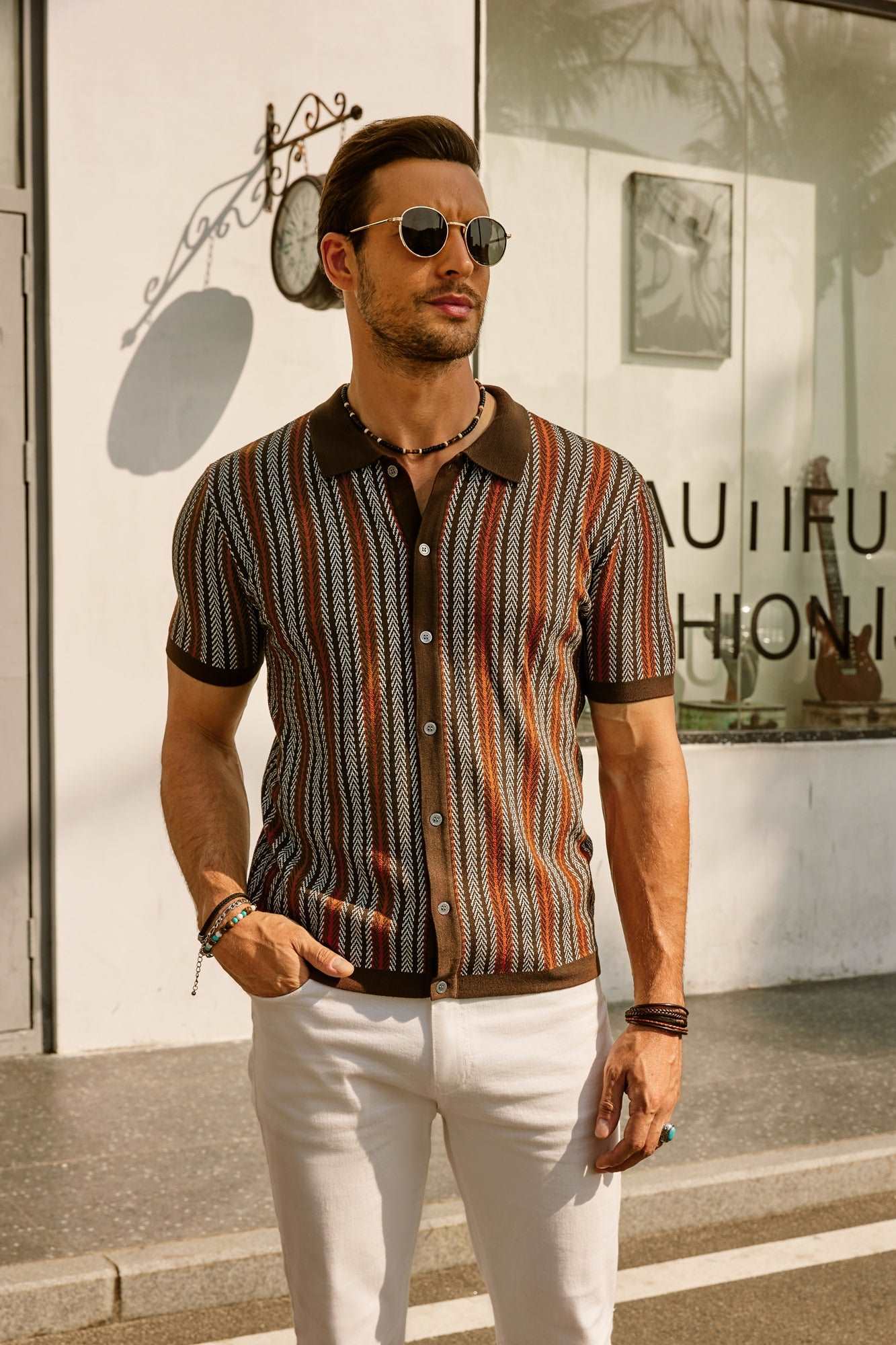 Ethan | Stylish Vintage Striped Mens Polo Shirt