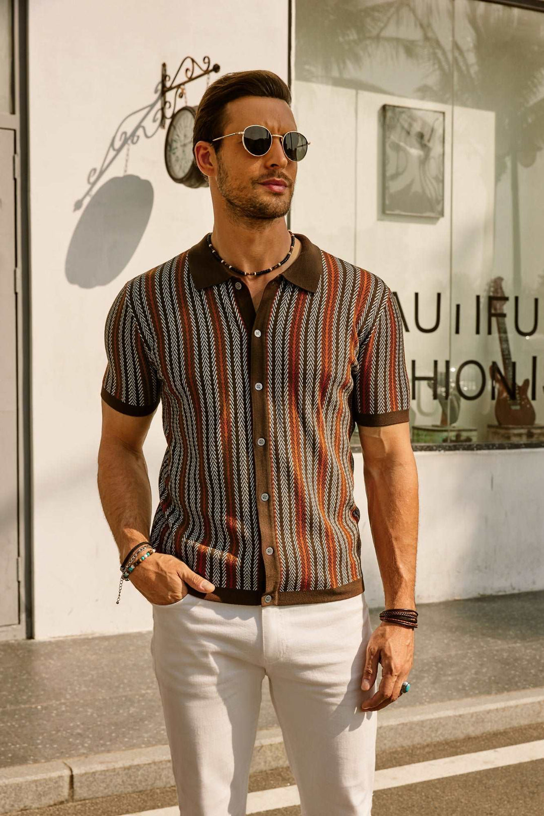 Ethan | Stylish Vintage Striped Mens Polo Shirt
