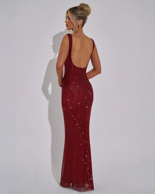Evening Gown Women | Sequin Embellished & Open Back Glamour