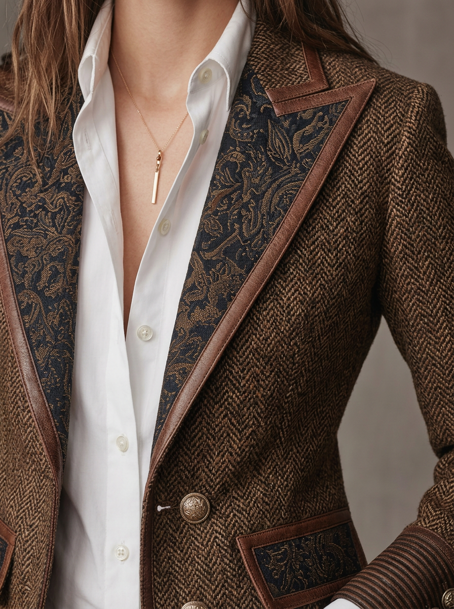 Women's Blazer | Structured Silhouette & Chevron Print 2