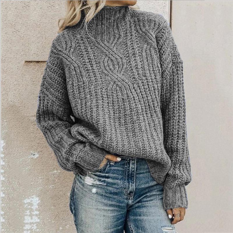 Elsa | Pull Femme Oversize Col Roulé en Tricot Côtelé - Image 1