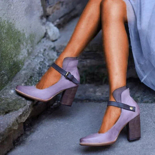 Heel Sandals Women's | Vintage Block Heel & Ankle Strap
