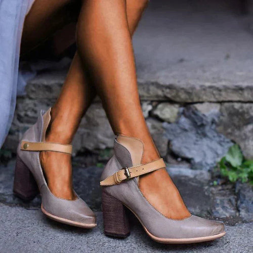 Heel Sandals Women's | Vintage Block Heel & Ankle Strap