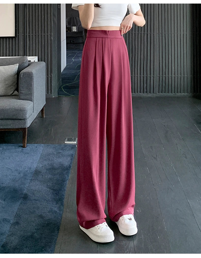 High Waist Wide Leg Suit Tailored Trousers 10