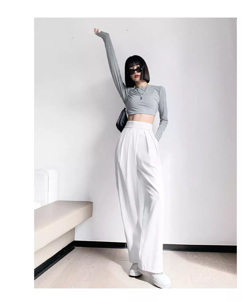 High Waist Wide Leg Suit Tailored Trousers 9