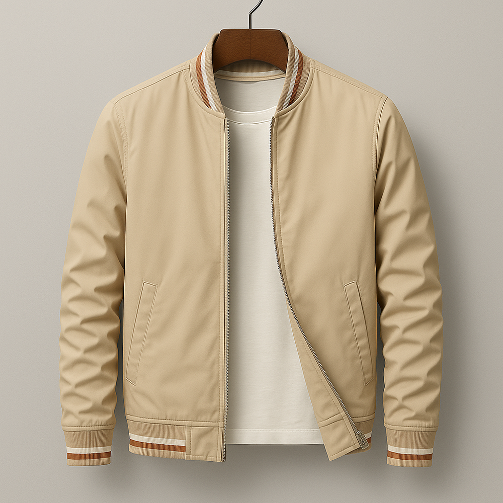 Men's Zip-Up Jacket | Stripe Details & Slim Fit 2