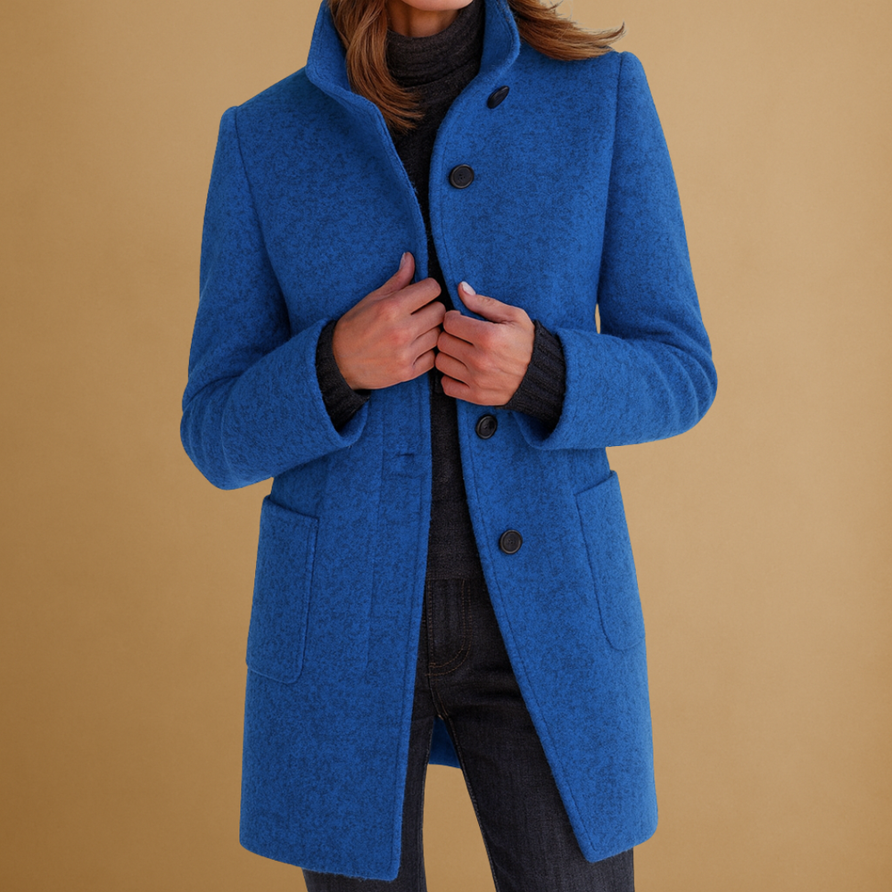 Women's Buttoned Coat | High Collar Design 2