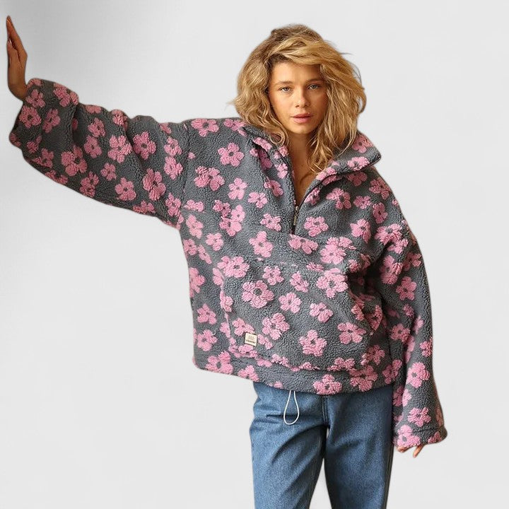 Women's Jumper | Floral Design & Half-Zip 2