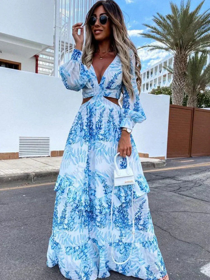Maxi Dress Women | Cut-Out Waist &amp; Boho Floral Occasion Style